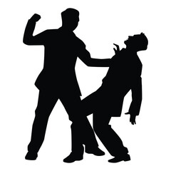 Two businessman are fighting silhouette vector on white