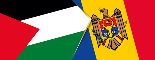 Palestine and Moldova flags, two vector flags.