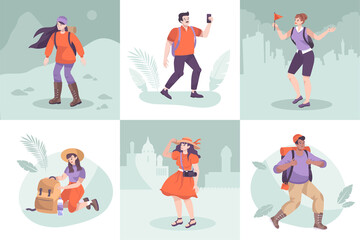 Fototapeta premium Excursion Flat Design Concept