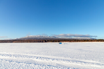 Fototapeta premium Winter landscape. Zyuratkul national Park, Chelyabinsk region, South Ural, Russia.