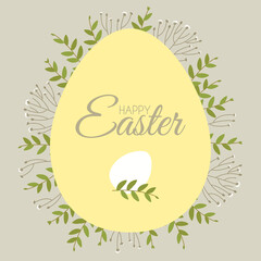 Easter card with floral elements and eggs. Decorative frame made of Easter egg. Border for celebration decoration design. Flat vector illustration.
