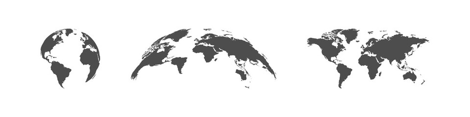 World map, isolated. Earth Globe. Vector illustration