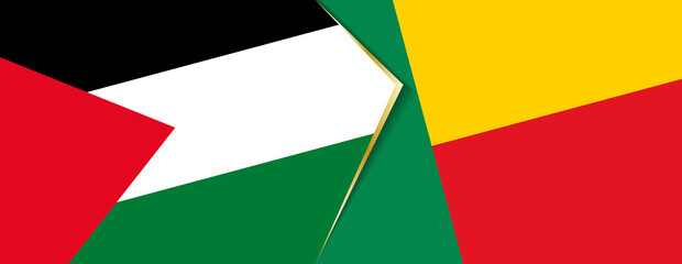 Palestine and Benin flags, two vector flags.