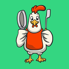 cartoon animal design roosters become chefs cute mascot logo