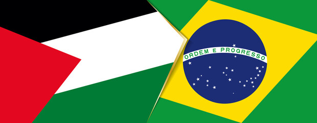 Palestine and Brazil flags, two vector flags.