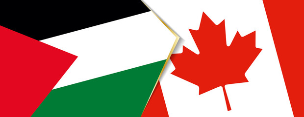 Palestine and Canada flags, two vector flags.