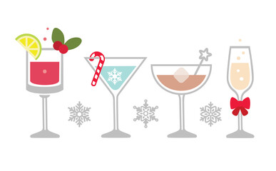 Christmas winter drinks illustration set - editable vector graphics 
