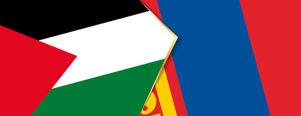 Palestine and Mongolia flags, two vector flags.