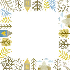 Watercolor frame for new year, merry christmas.