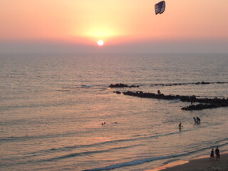 kite surfing in the sea