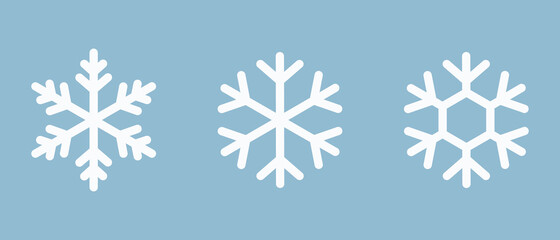 Set of simple snowflakes. Vector illustration.