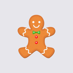 Human-shaped cookies with colored glaze. Meeting the New Year and Christmas. Vector illustration.