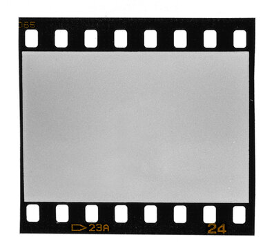 film strip isolated on white, nice 35mm film photo placeholder.