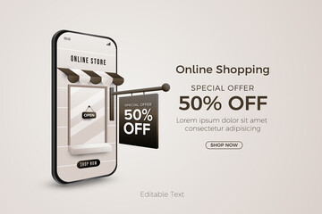 Online shopping special offer banner template on web or mobile app