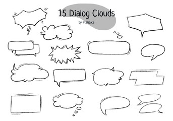 hand drawn background Set of cute speech bubble in doodle style