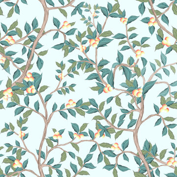 peach tree seamless pattern for fabrics, paper, wallpaper