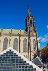 Fototapeta na wymiar Facade of the Elisabethenkirche (offene Kirche Elisabethen) Swiss Gothic revival church in Basel