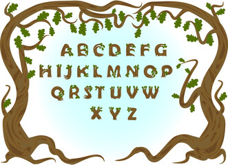 frame and letters in the form of trees