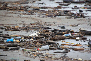 Fototapeta premium Plastic Trash on a beach