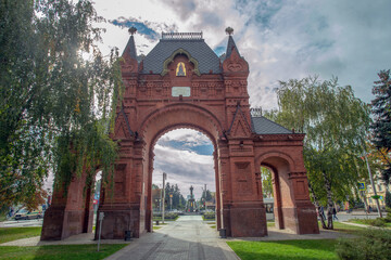 Fototapeta na wymiar triumphal arch built for the visit of Tsar Alexander III