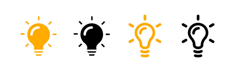 Set mit Vektor Glühbirnen Symbolen - Idee / Kreativität / Wissen / Energie