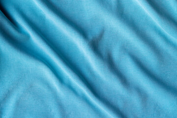 Fototapeta premium Jersey cotton fabric texture. Crumpled blue textile background