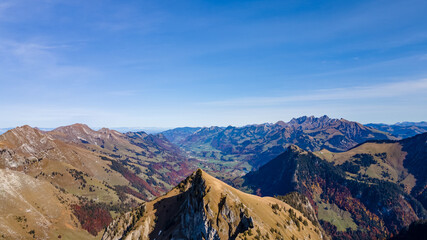 Naklejka na ściany i meble Drone shots from les Rochers de Naye at 2042 meters high, Switzerland. 