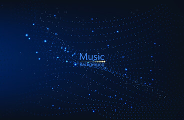 Music abstract blue background. Equalizer for music, showing sound waves with music waves, music background equalizer vector concept. Vector illustration EPS10.