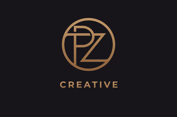 Abstract initial letter P and Z logo,usable for branding and business logos, Flat Logo Design Template, vector illustration