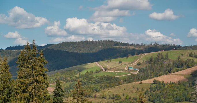 Cinema 4K Timelapse of Beautiful Carpathian Mountains and clouds