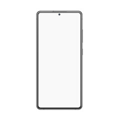 Realistic smartphone mockup vector illustration. Phone frame with blank display template with small face camera, frameless cellphone device digital screen front view isolated on white background