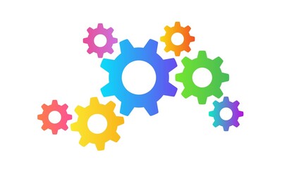 Colorful settings icon. Functions symbol with gears. 