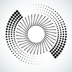 Halftone dots in circle form. round logo . vector dotted frame . design element