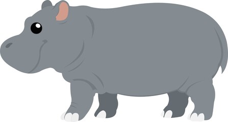 Vector emoticon illustration of a cartoon hippo