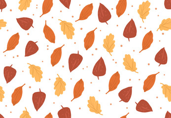 Simple autumn pattern in orange colors on white