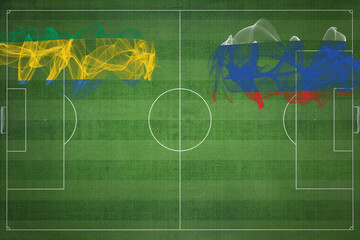 Gabon vs Russia Soccer Match, national colors, national flags, soccer field, football game, Copy...