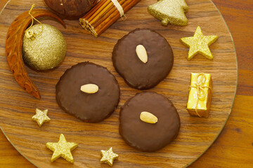 Gingerbread with almond with christmassy decoration