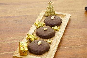 Gingerbread with almond with christmassy decoration