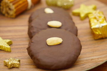 Gingerbread with almond with christmassy decoration