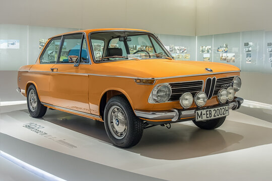 MUNICH, GERMANY-APRIL 8, 2017: 1968 BMW 2002 TI in the BMW Museum.