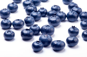 Group of blueberries on white background