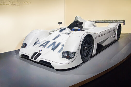 MUNICH, GERMANY-APRIL 4, 2017: 1999 BMW V12 LMR (Drivers: Martini, Dalmas, Winkelhock) in the BMW Museum.