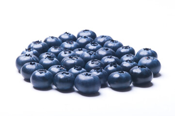 Group of blueberries on white background