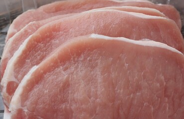 Fresh escalope of pork close up view