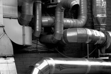 Metal pipes of the ventilation system. 1