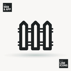Fence minimal icon. Paling line vector icon for websites and mobile minimalistic flat design.