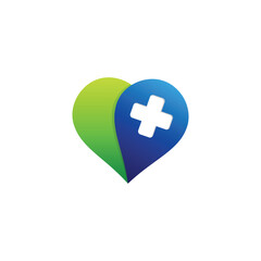 Fototapeta premium love with medical cross vector logo template