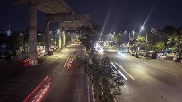 western express highway Mumbai timelapse at night motion lapse Malad Kandivali Borivali metro under construction