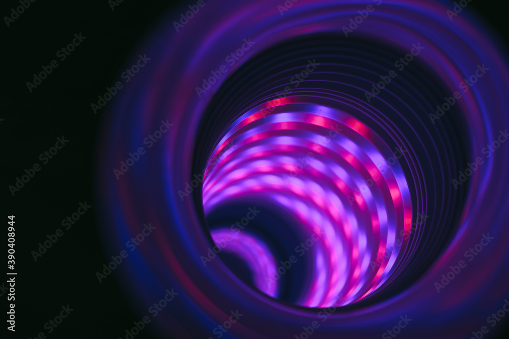 Aufkleber Beautiful Abstract swirl tunnel with violet light on a background pattern textured for design.