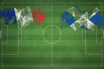 France vs Scotland Soccer Match, national colors, national flags, soccer field, football game, Copy space © allexxandarx
